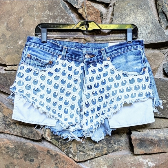 LEVI STRAUSS 501 Crochet Cutoff Remade Shorts L - Picture 9 of 9